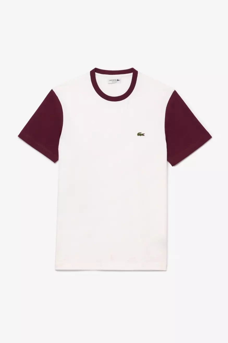 Lacoste Camiseta Hombre Color Block Blanco / Burdeos TH1298