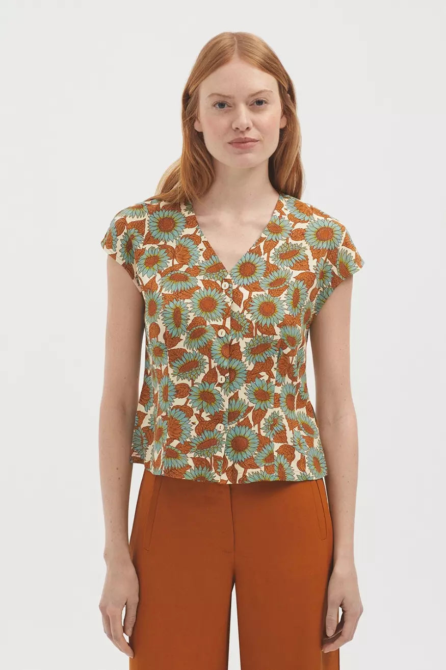 Nice Things Camisa Mujer Pico Sunflowers