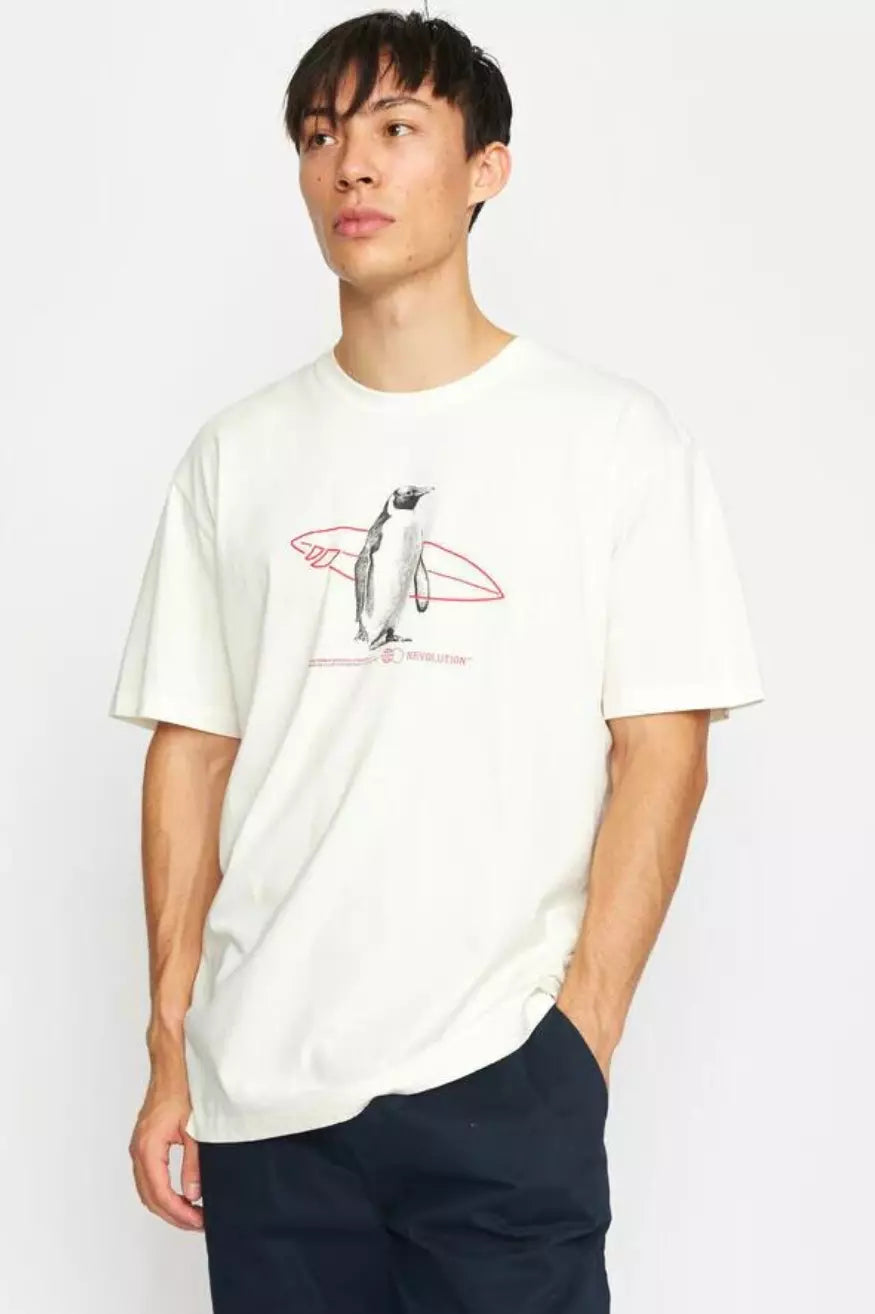 Rvlt Revolution Camiseta Hombre 1371 Penguin Beige