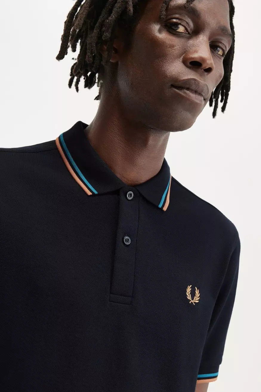 Fred Perry Polo Hombre 3600 Azul / Cyber Blue / Light Rust