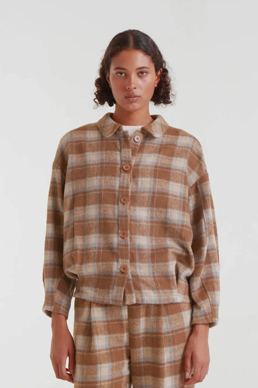 Compañia Fantastica Camisa Mujer Cuadros Beige Who killed Bambi?