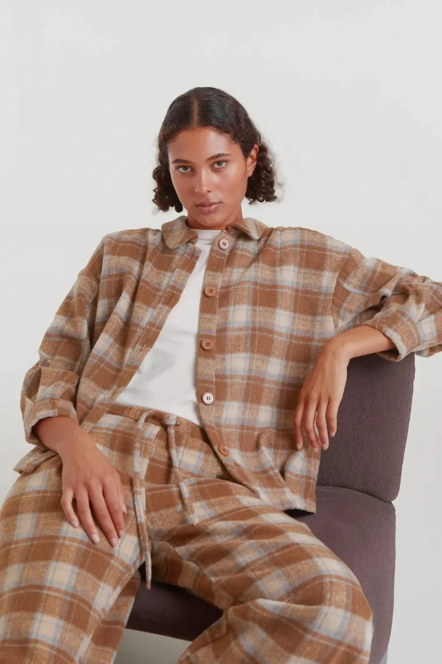 Compañia Fantastica Camisa Mujer Cuadros Beige Who killed Bambi?