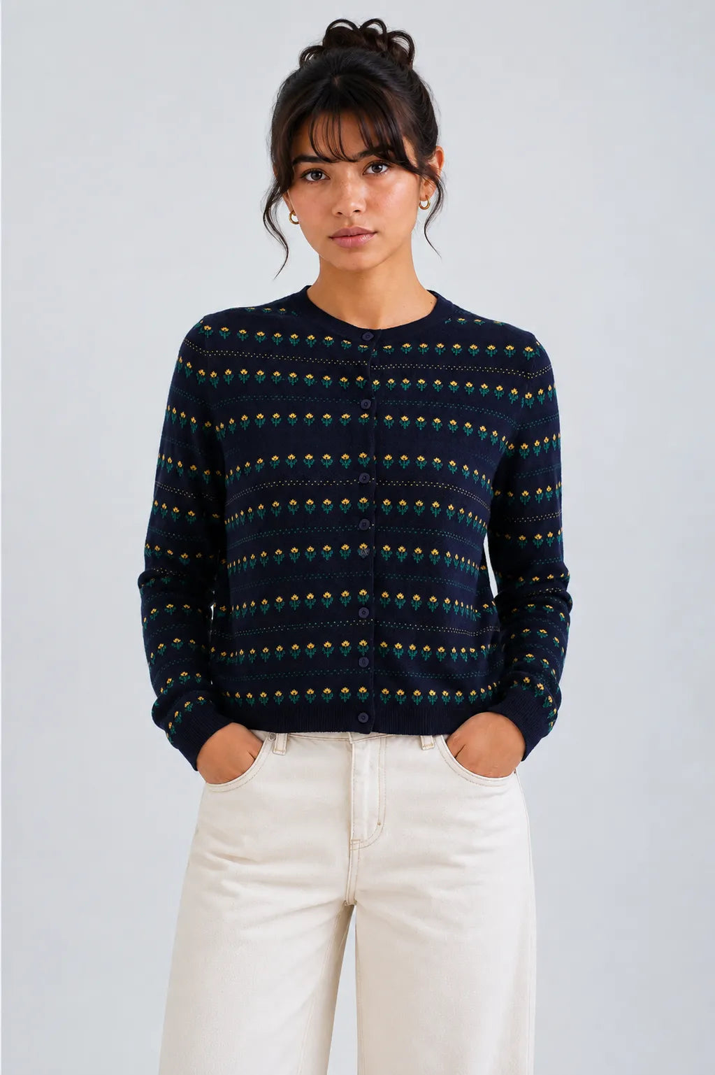 Compañia Fantastica Cardigan Mujer Flores Bordadas Azul Who killed Bambi?