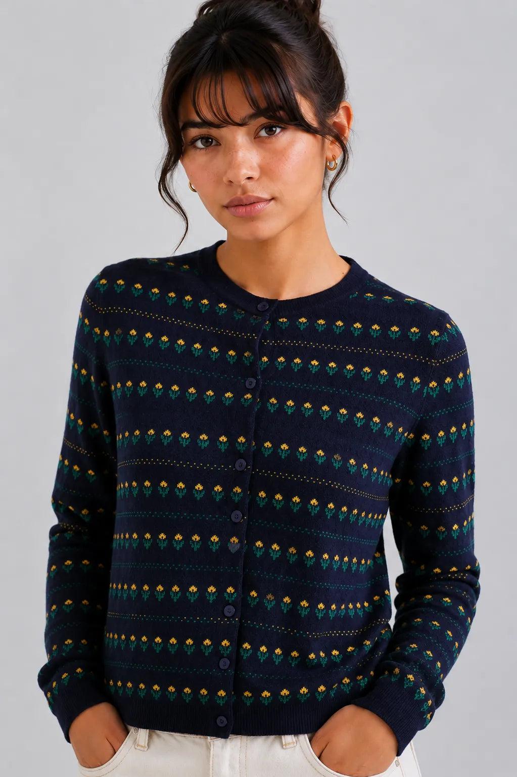Compañia Fantastica Cardigan Mujer Flores Bordadas Azul Who killed Bambi?