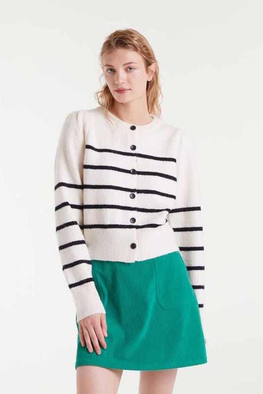 Compañia Fantastica Cardigan Mujer Rayas Blanco y Negro Who killed Bambi?