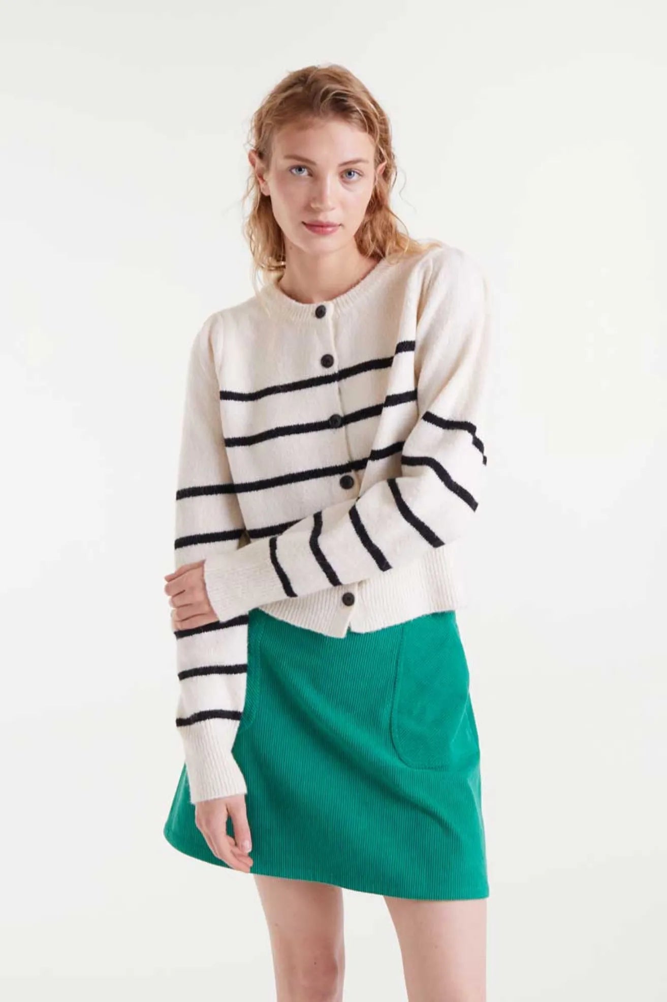 Compañia Fantastica Cardigan Mujer Rayas Blanco y Negro Who killed Bambi?