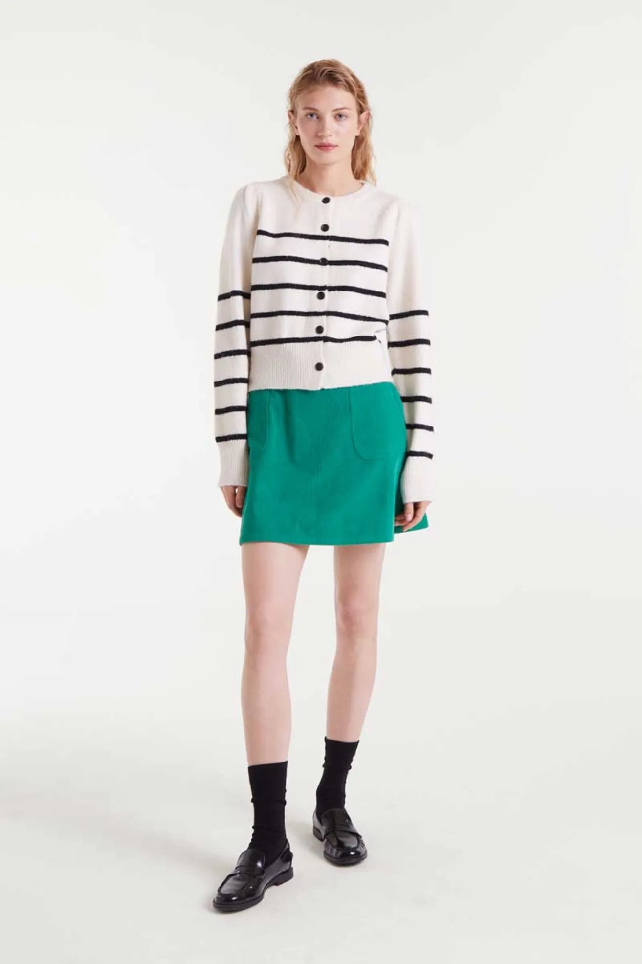 Compañia Fantastica Cardigan Mujer Rayas Blanco y Negro Who killed Bambi?