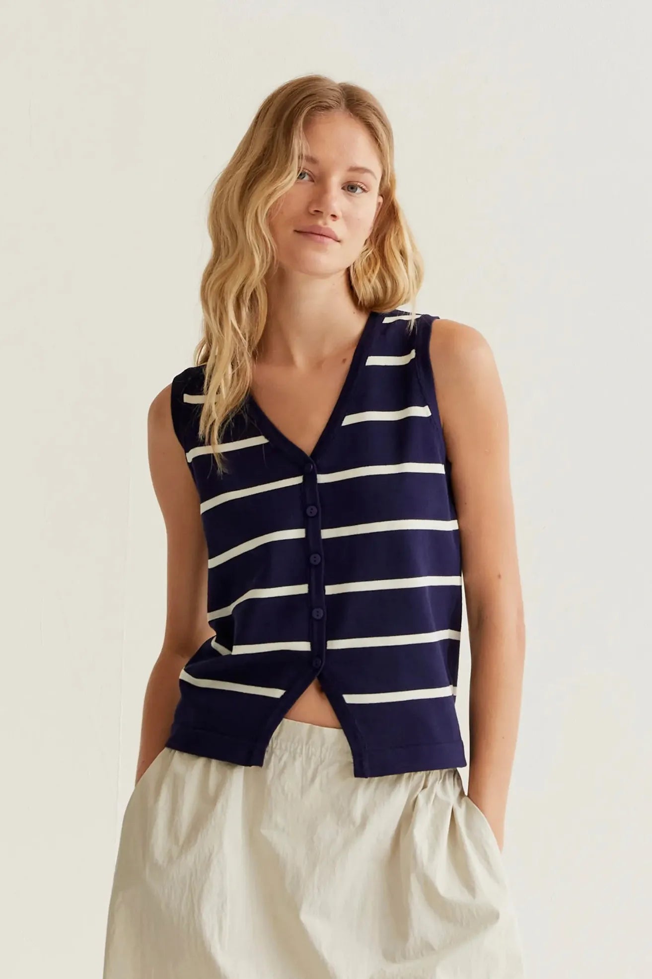 Compañia Fantastica Chaleco Mujer Rayas Azul y Blanco Who killed Bambi?