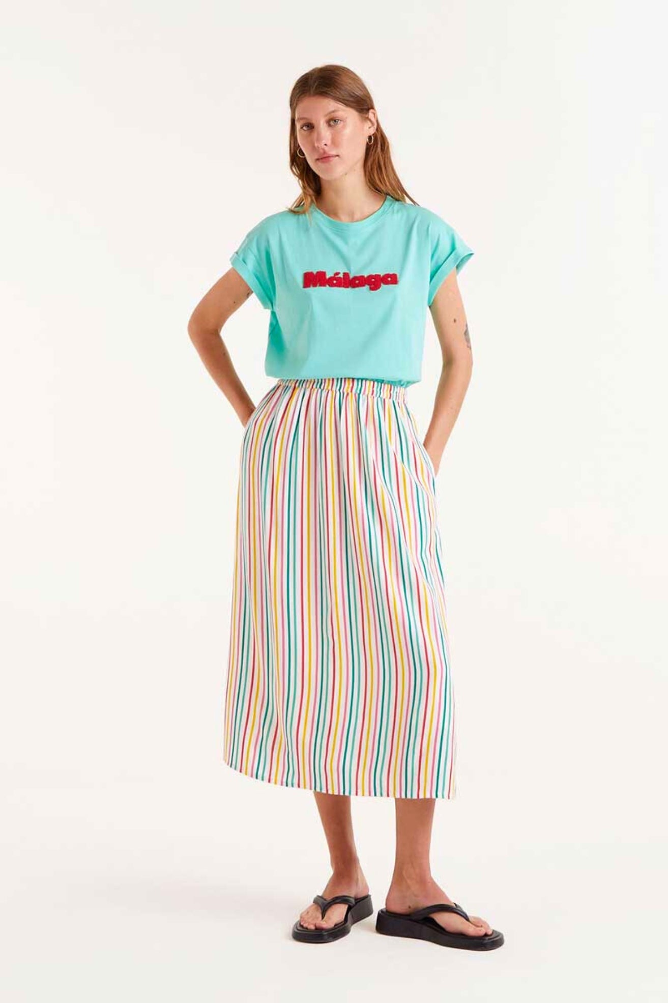 Compañia Fantastica Falda Midi Rayas Multicolor Who killed Bambi?