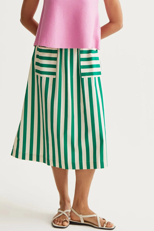 Compañia Fantastica Falda Midi Rayas Verdes Who killed Bambi?