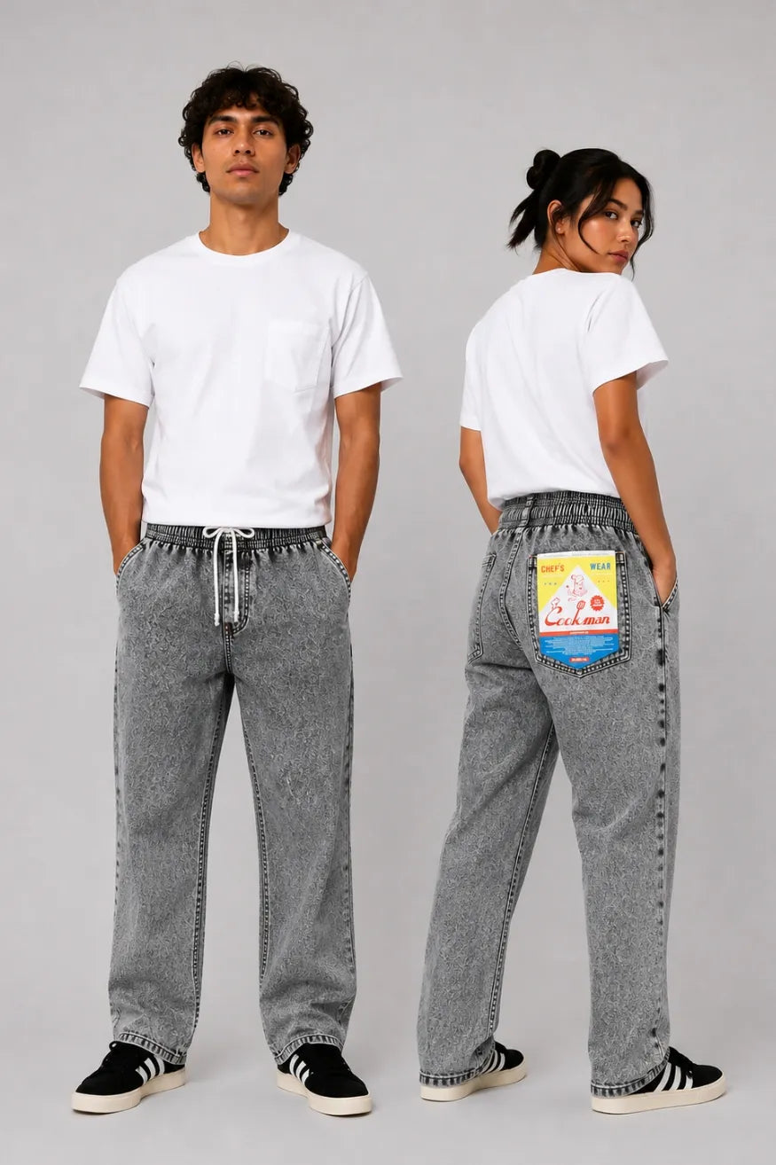 Cookman Pantalón Chef Denim Washed Black Who killed Bambi?