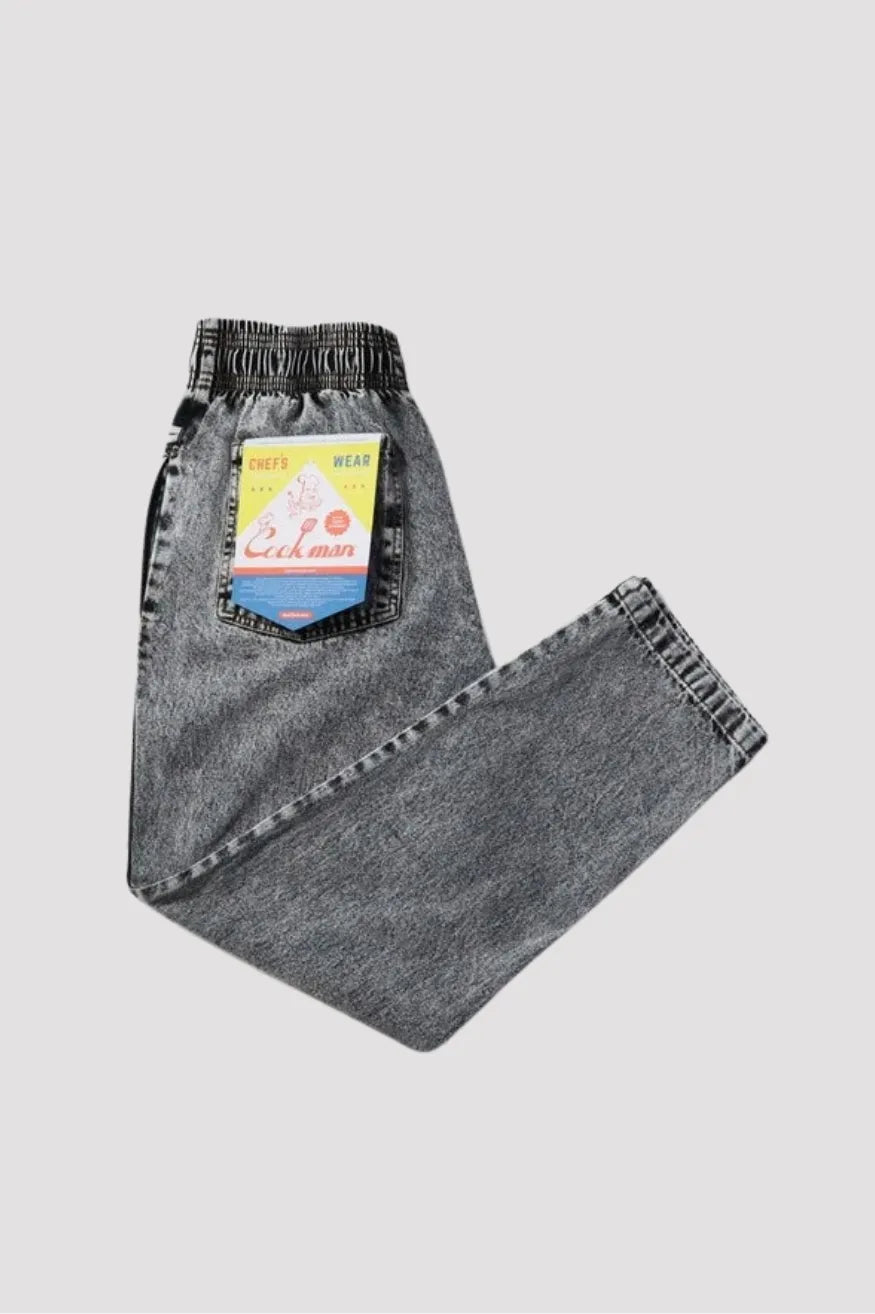 Cookman Pantalón Chef Denim Washed Black Who killed Bambi?