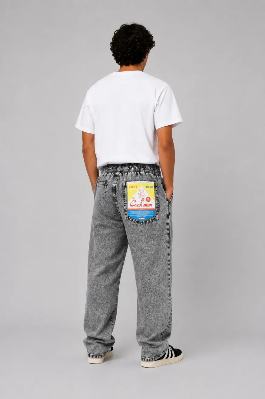 Cookman Pantalón Chef Denim Washed Black Who killed Bambi?