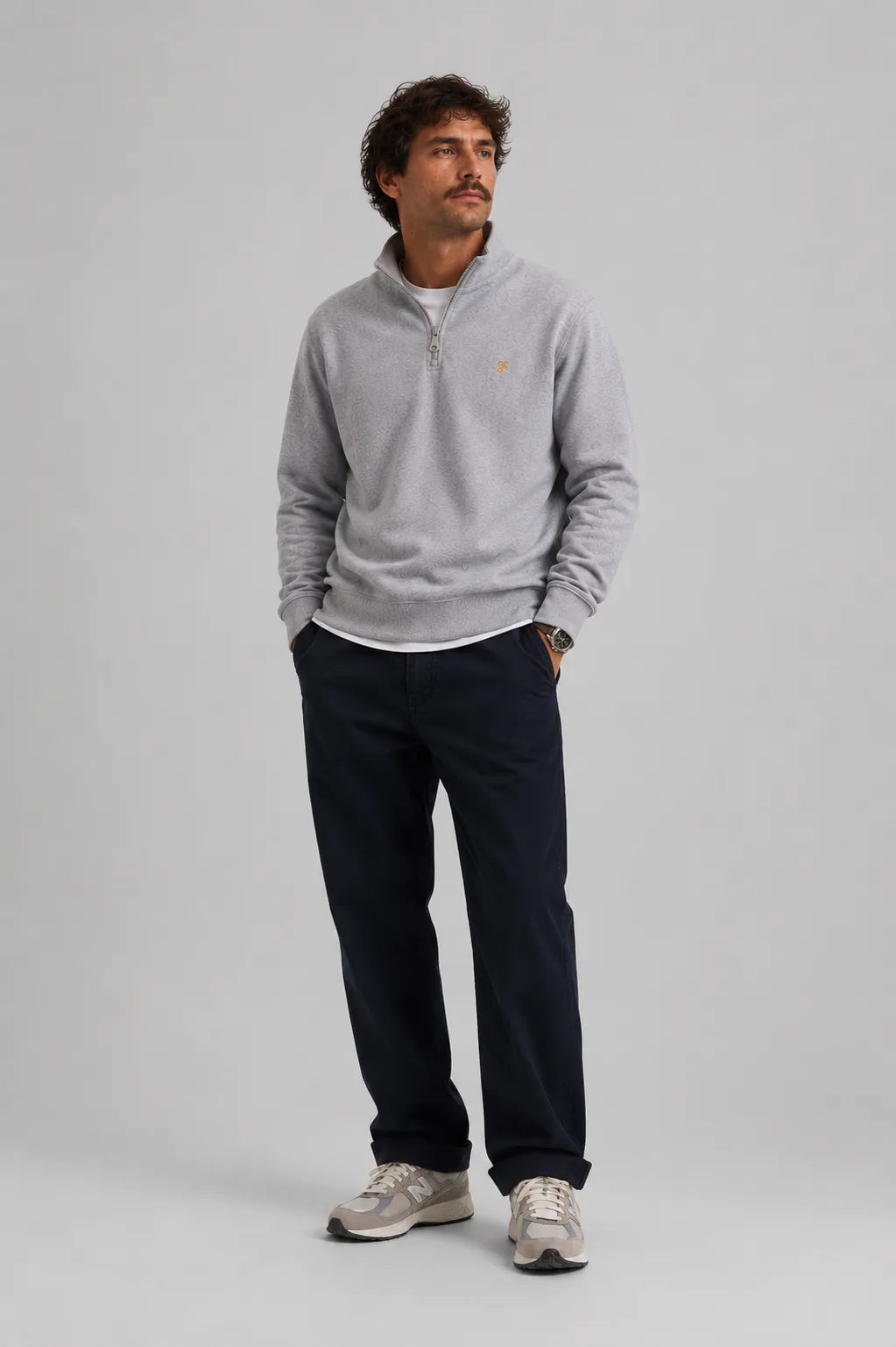 Farah Sudadera Hombre 1/4 Zip Gris Who killed Bambi?