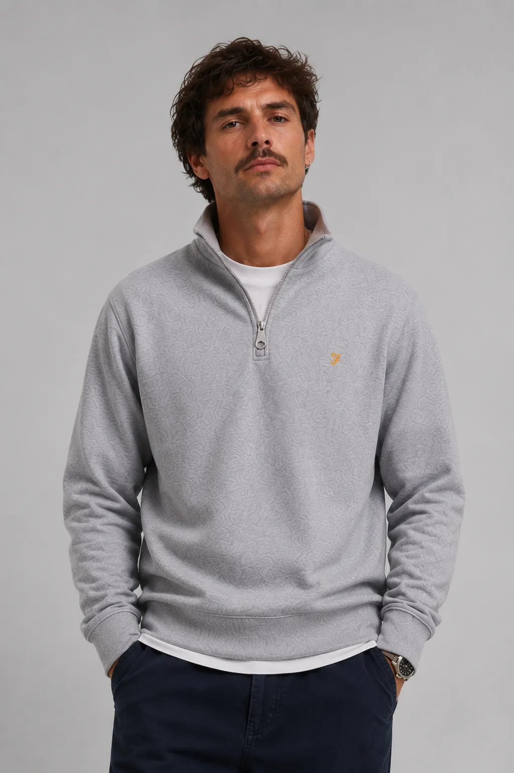 Farah Sudadera Hombre 1/4 Zip Gris Who killed Bambi?
