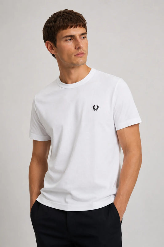 Fred Perry Camiseta Hombre Blanca Who killed Bambi?