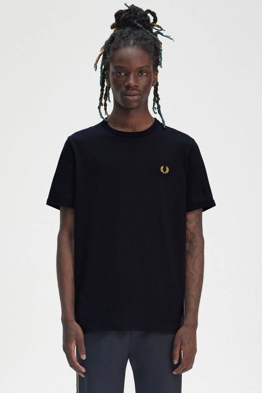 Fred Perry Camiseta Hombre M3519 Azul Logo Dorado Who killed Bambi?