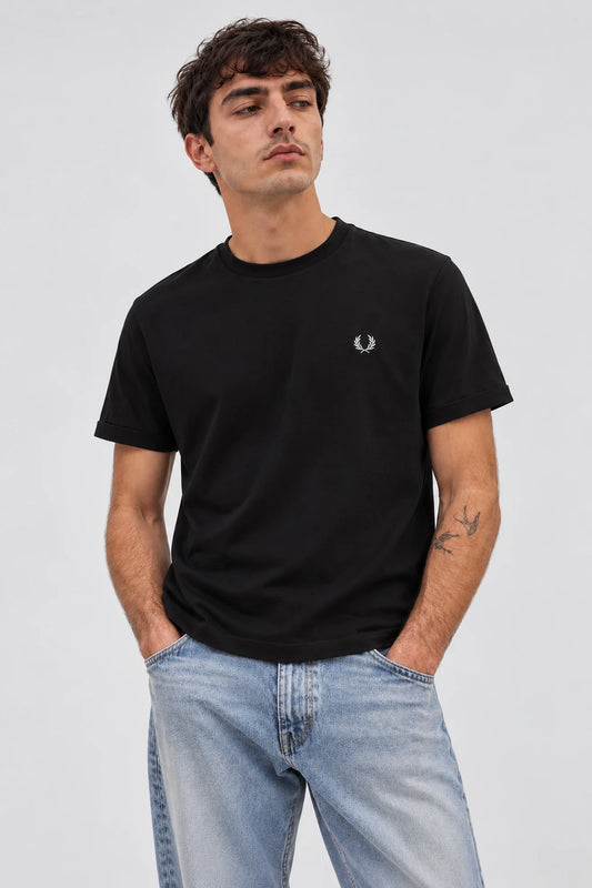 Fred Perry Camiseta Hombre Negra Who killed Bambi?