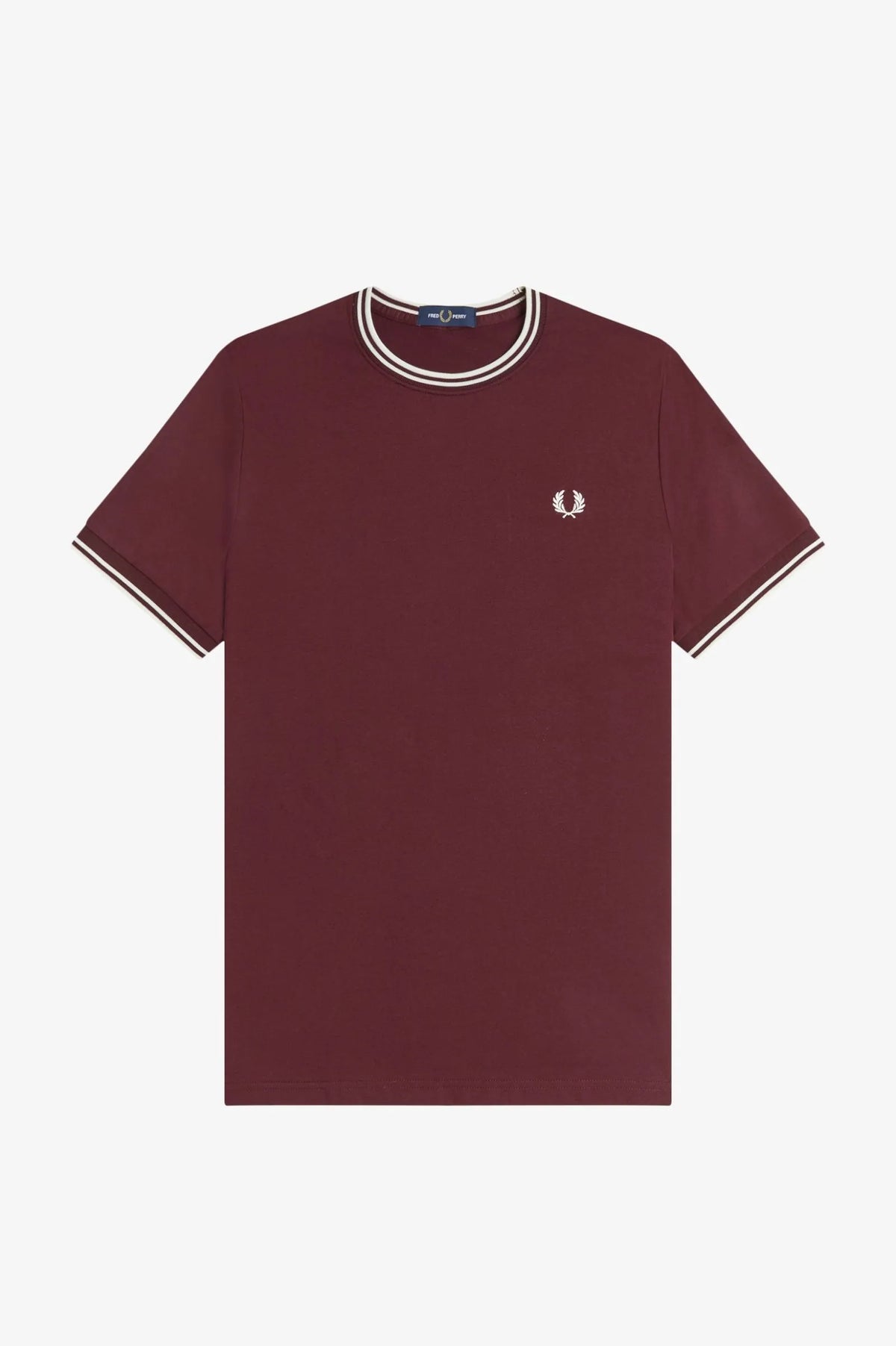 Fred Perry Camiseta Hombre Ribetes Burdeos 64A Who killed Bambi?