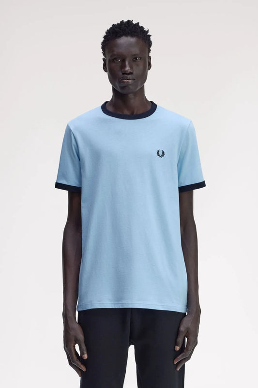 Fred Perry Camiseta Hombre Ringer Azul Who killed Bambi?