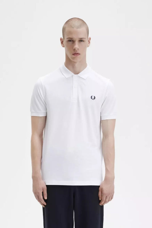 Fred Perry Polo Hombre M6000 Blanco Azul Marino Who killed Bambi?