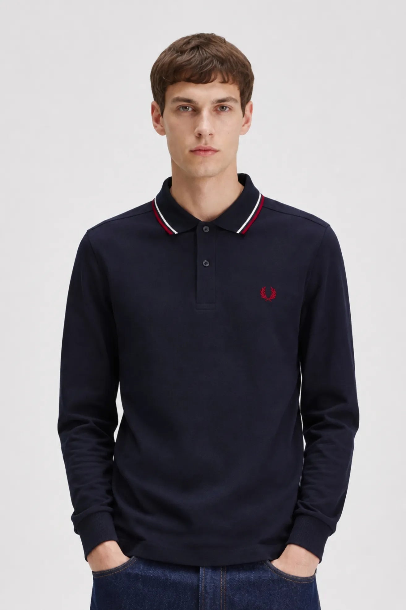 Fred Perry Polo Hombre Manga Larga M3636 Azul T55 Who killed Bambi?