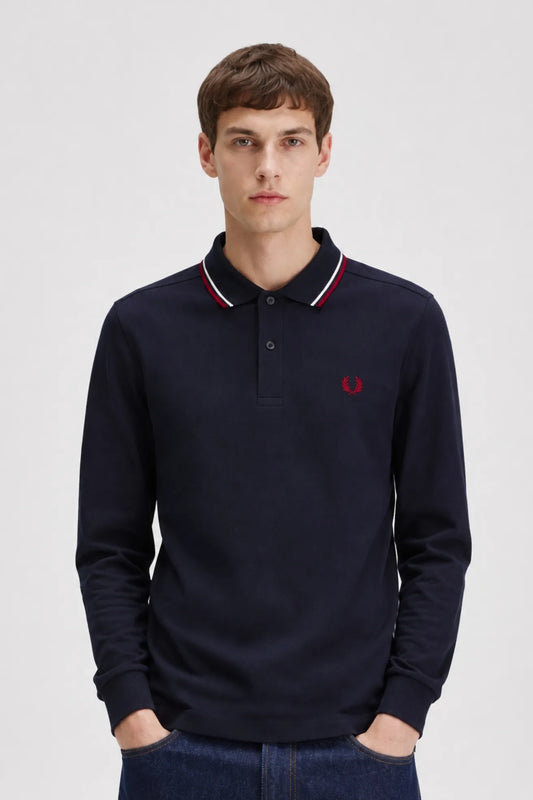 Fred Perry Polo Hombre Manga Larga M3636 Azul T55 Who killed Bambi?