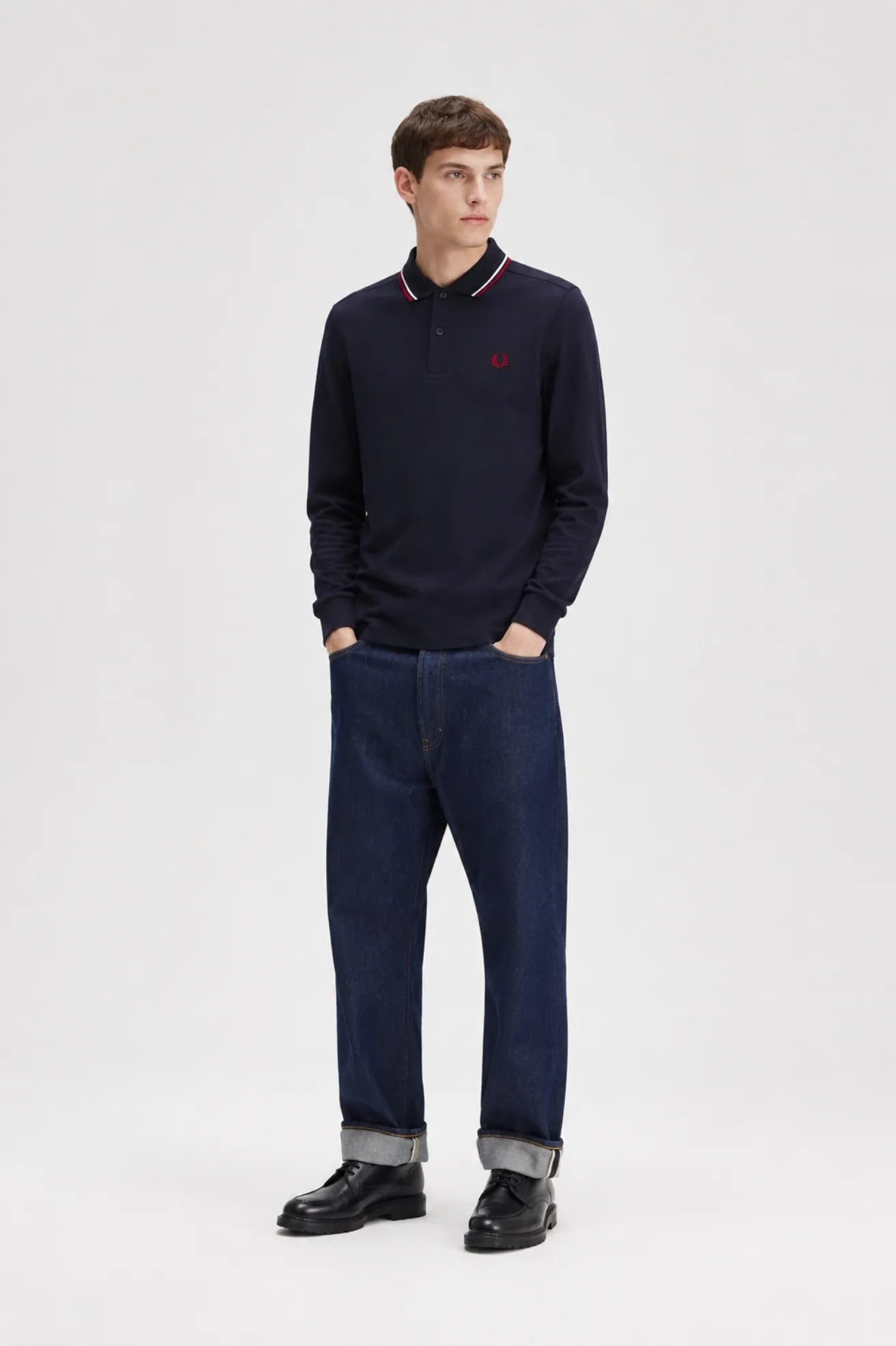 Fred Perry Polo Hombre Manga Larga M3636 Azul T55 Who killed Bambi?