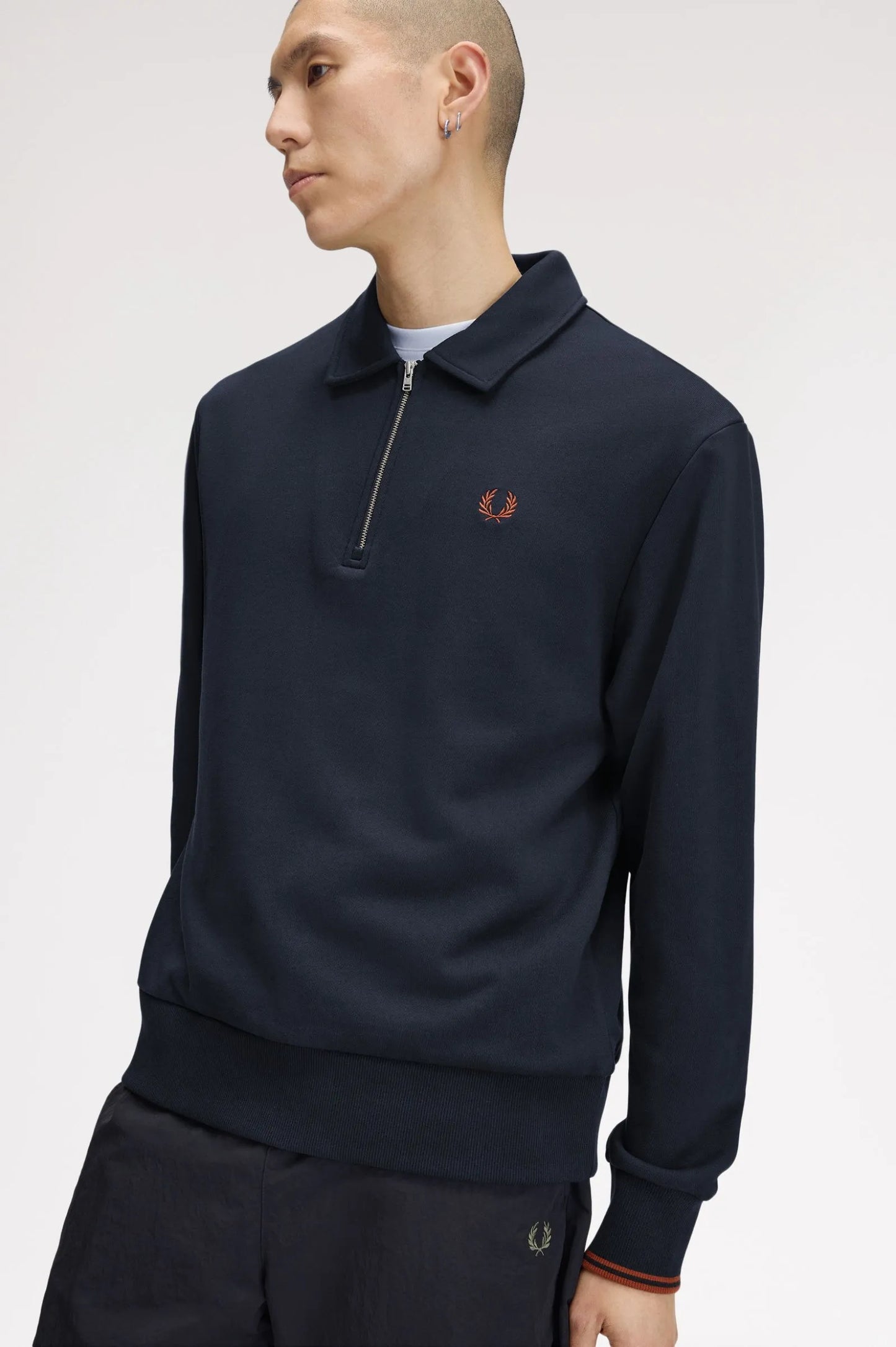 Fred Perry Sudadera Hombre Cuello Media Cremallera Azul 608 Who killed Bambi?