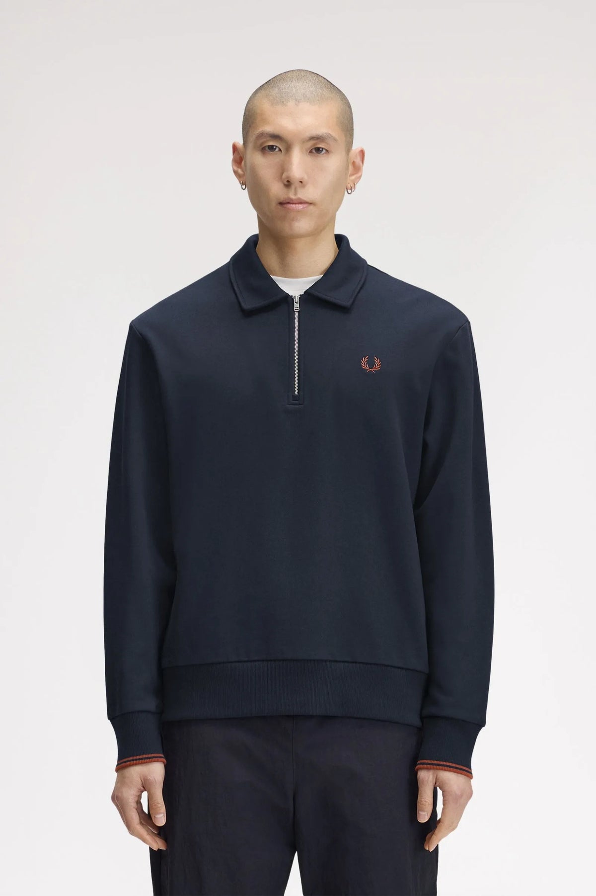 Fred Perry Sudadera Hombre Cuello Media Cremallera Azul 608 Who killed Bambi?