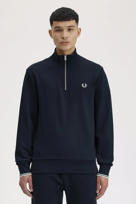 Fred Perry Sudadera Hombre Media Cremallera Azul Who killed Bambi?