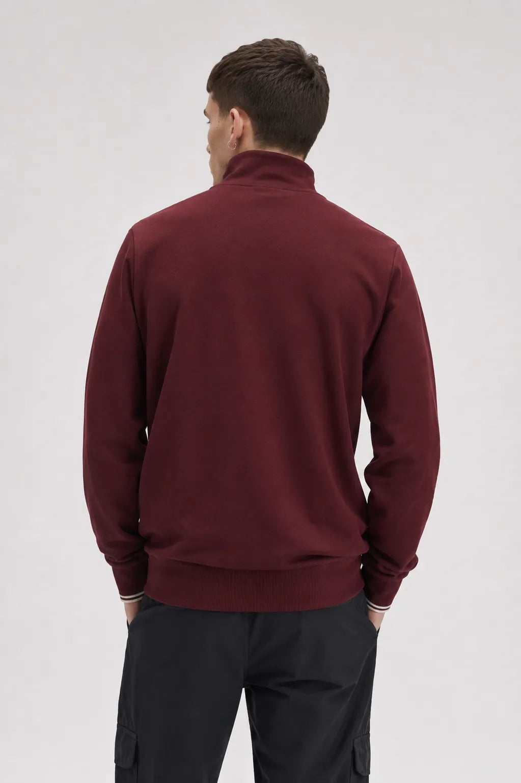 Fred Perry Sudadera Hombre Media Cremallera Burdeos Who killed Bambi?
