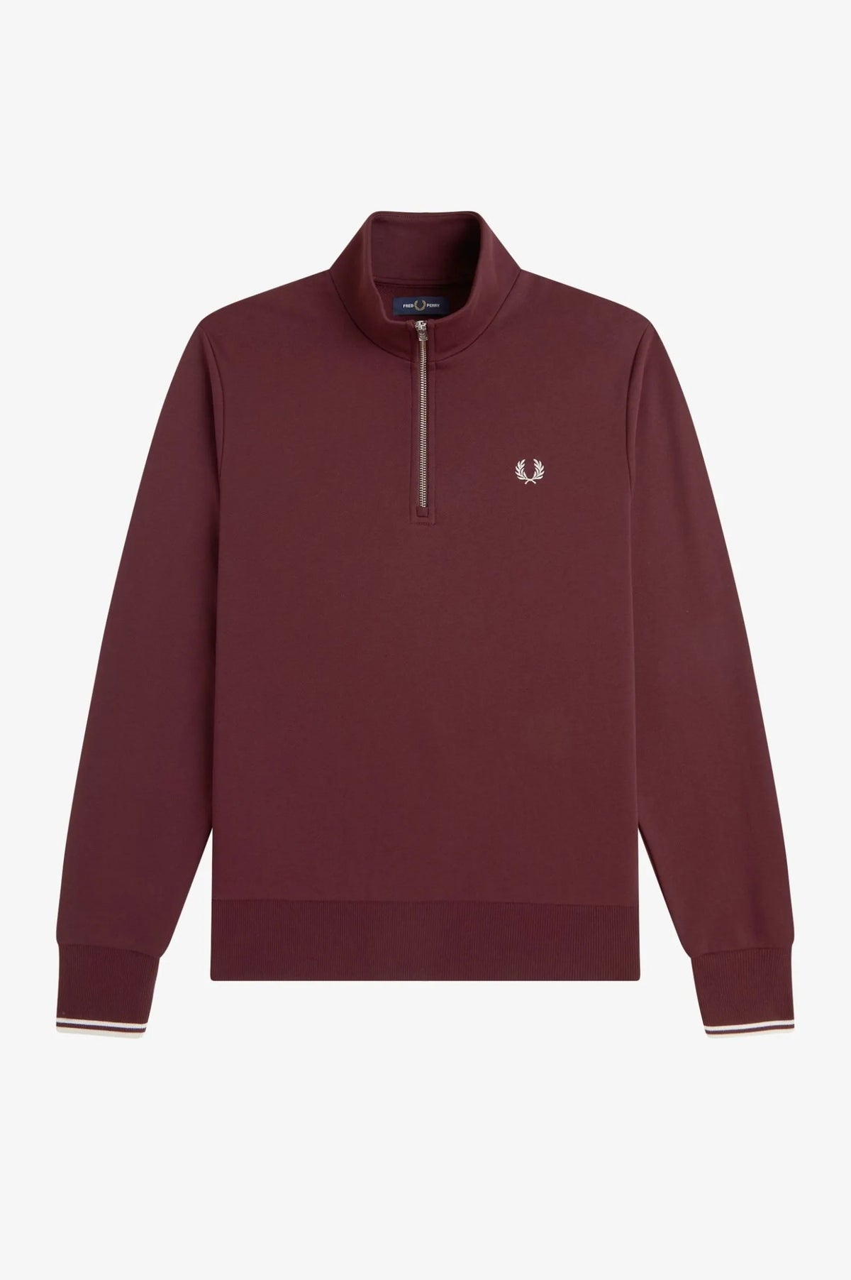 Fred Perry Sudadera Hombre Media Cremallera Burdeos Who killed Bambi?