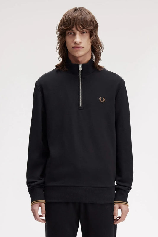 Fred Perry Sudadera Hombre Media Cremallera M3574 Negra S77 Who killed Bambi?
