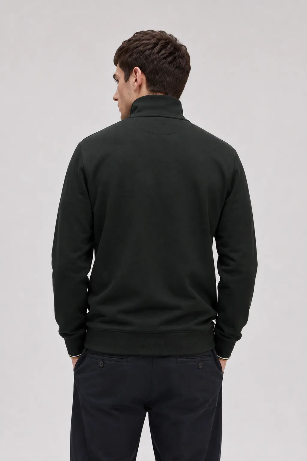 Fred Perry Sudadera Hombre Media Cremallera Verde 78C Who killed Bambi?