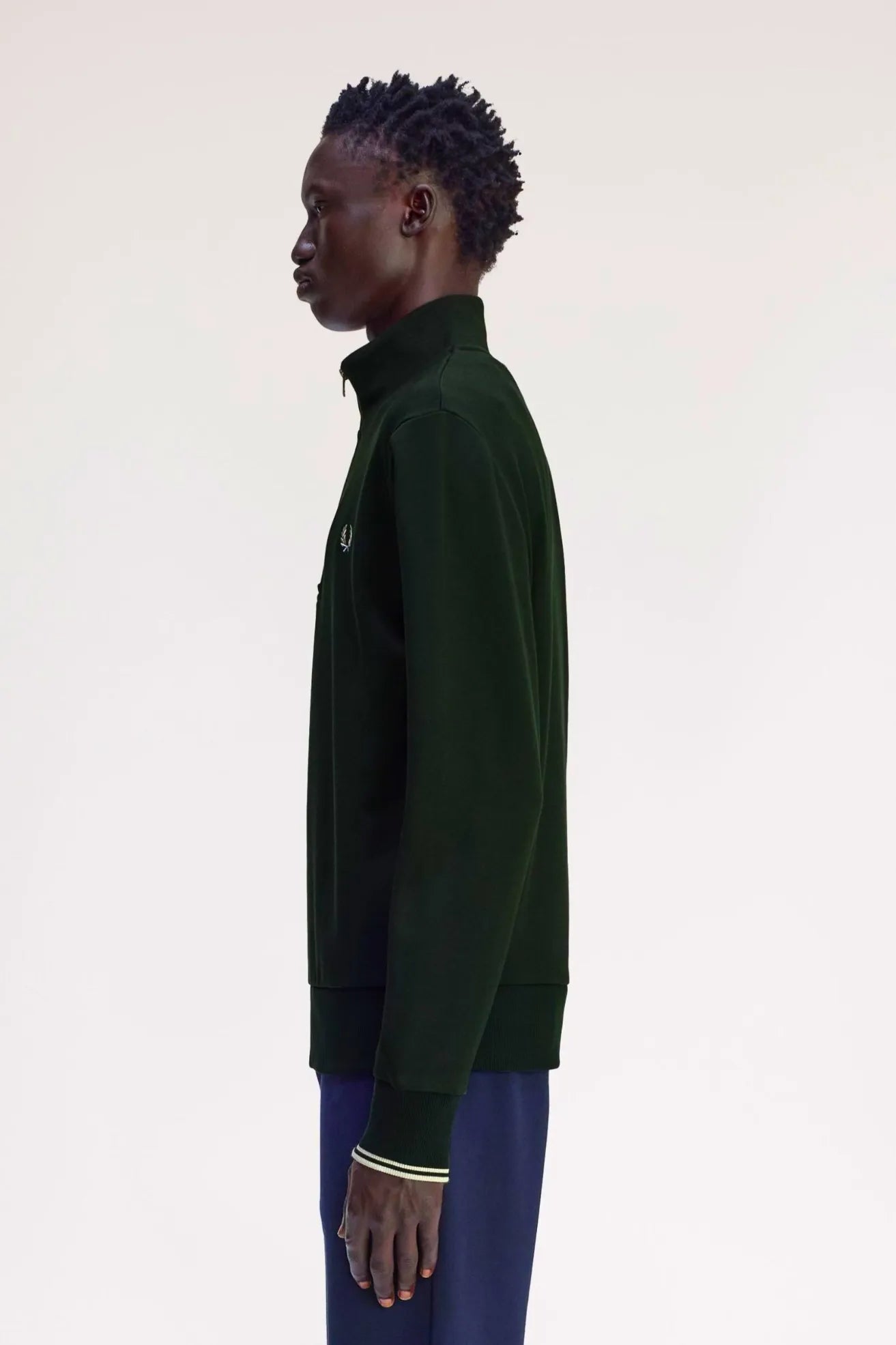 Fred Perry Sudadera Hombre Media Cremallera Verde Who killed Bambi?