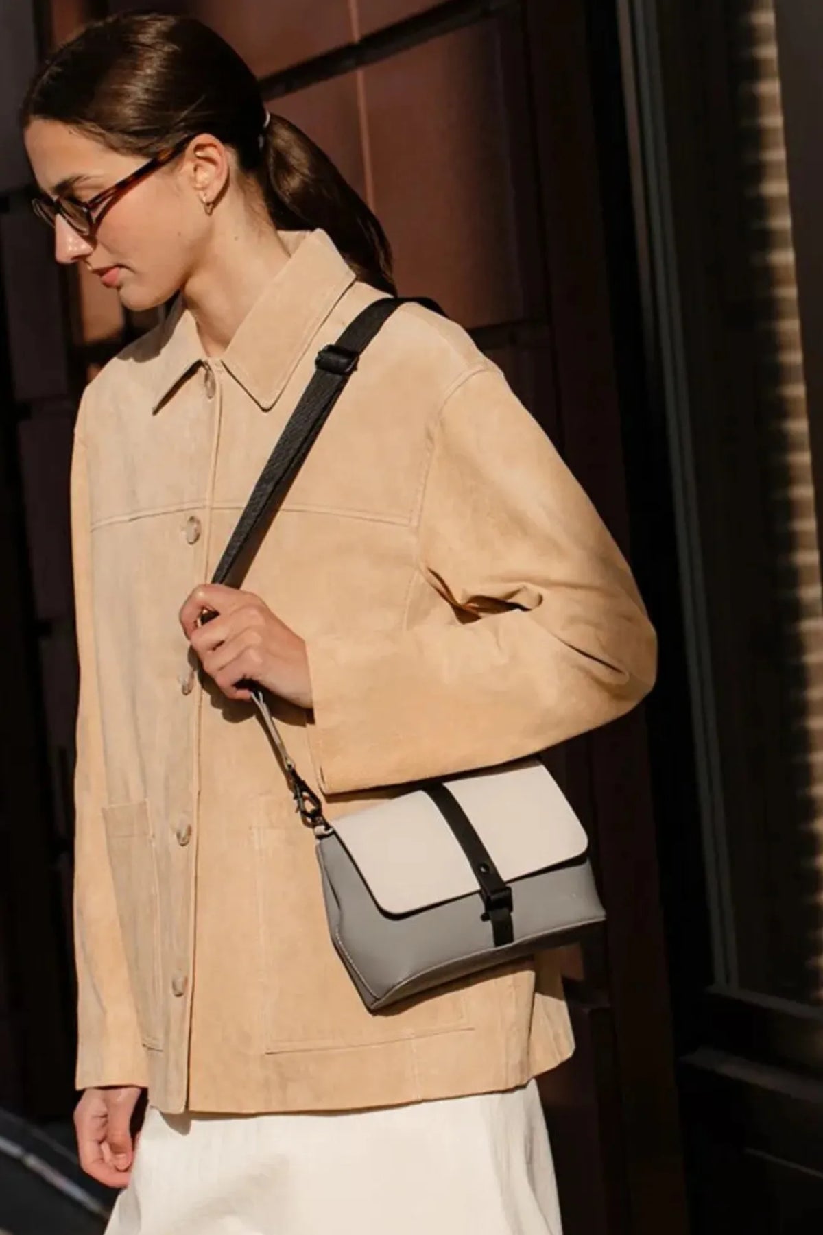 Gaston Luga Bolso Splash Crossbody Beige / Gris Who killed Bambi?