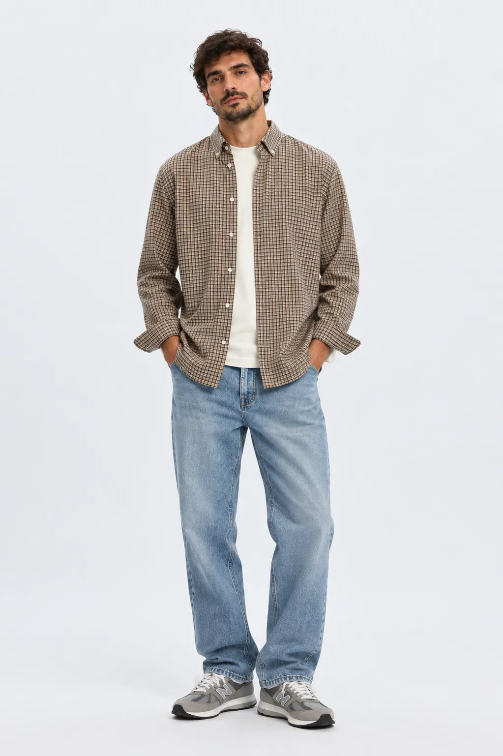 Selected Homme Camisa Hombre Cole Cuadros Marrón
