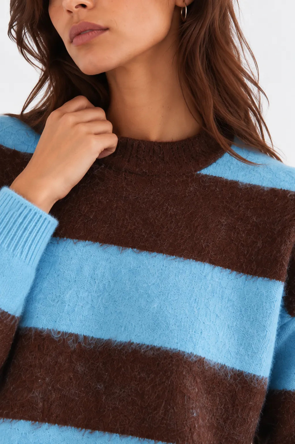 Compañia Fantastica Jersey Mujer Rayas Marrón  y Azul