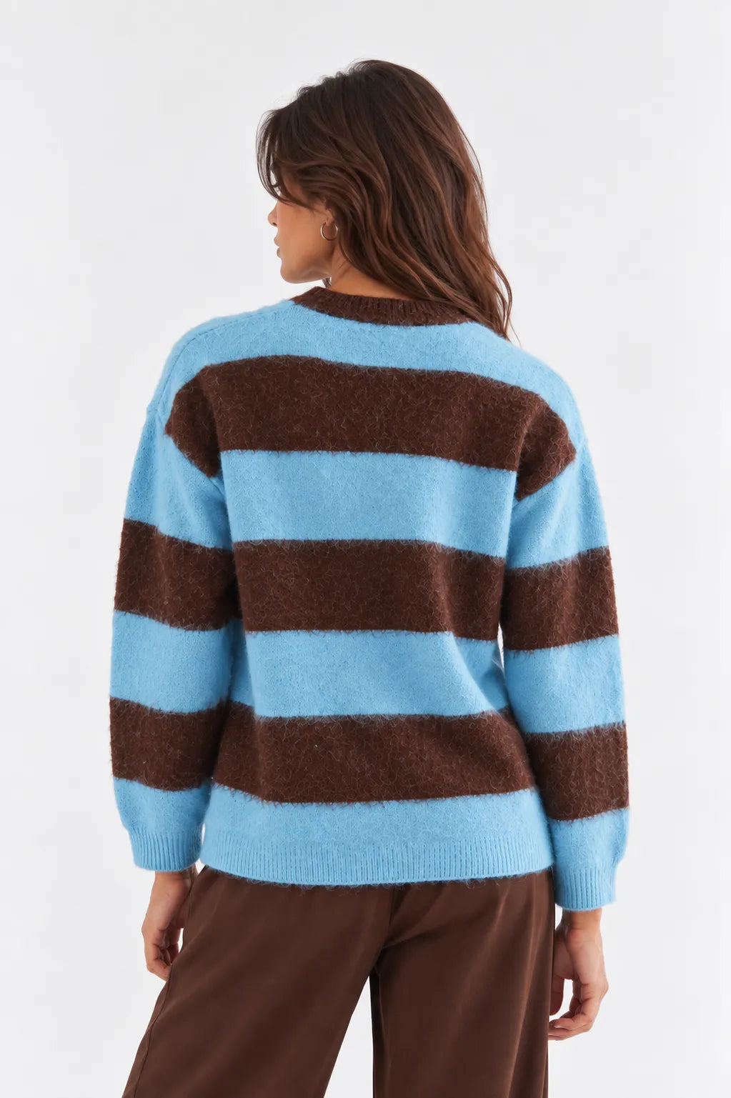 Compañia Fantastica Jersey Mujer Rayas Marrón  y Azul