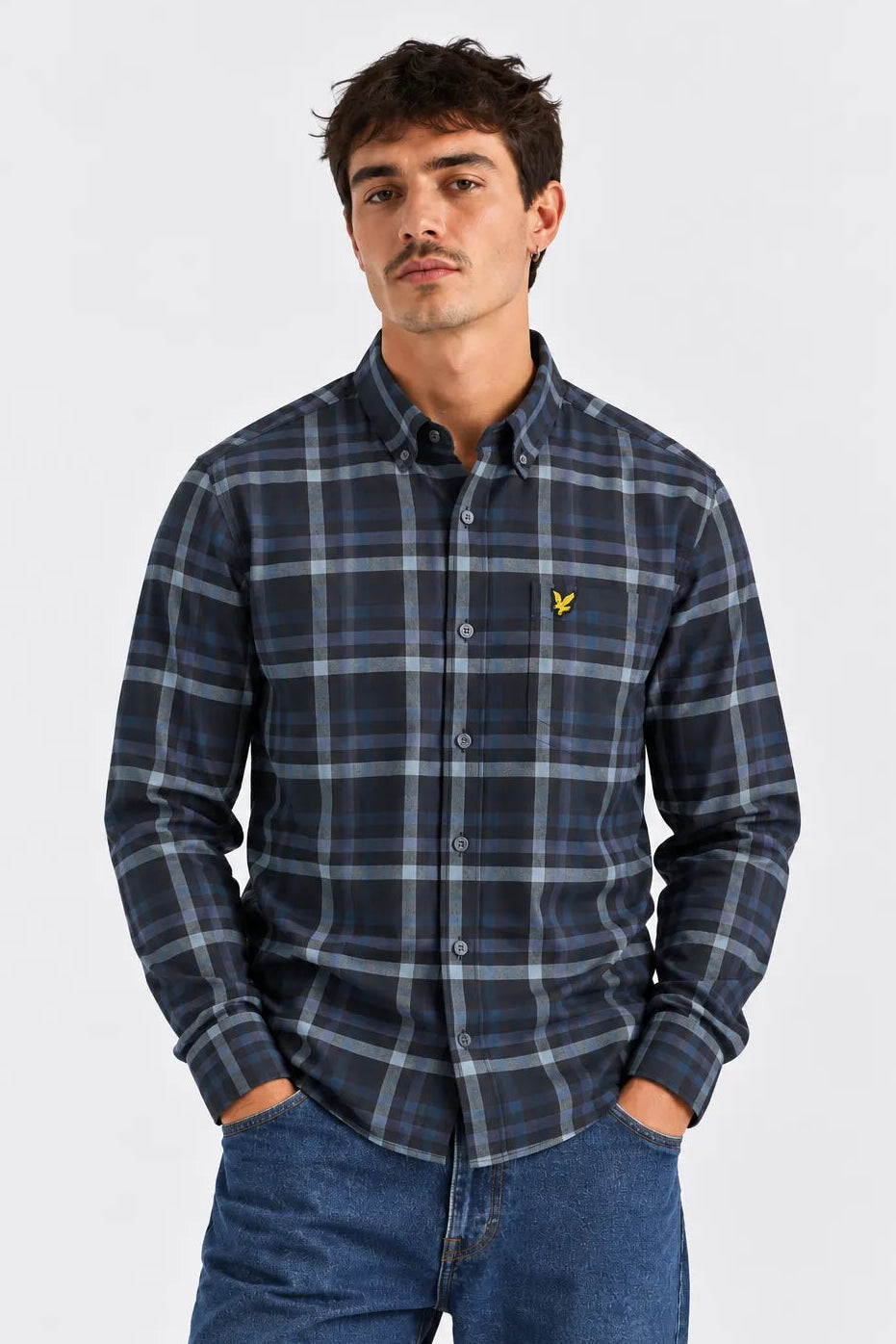 Lyle And Scott Camisa Hombre Cuadros Tonal Azul