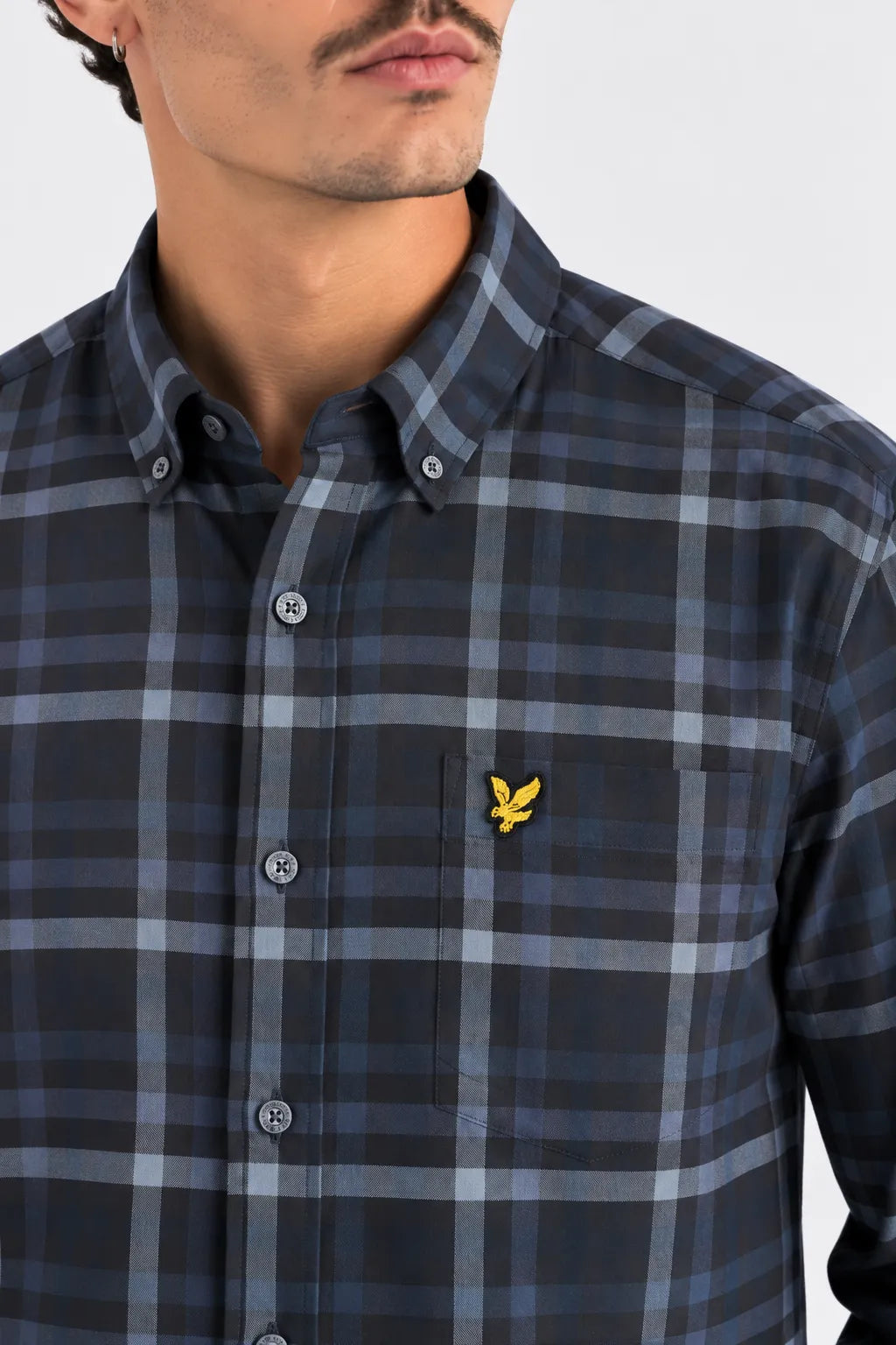 Lyle And Scott Camisa Hombre Cuadros Tonal Azul