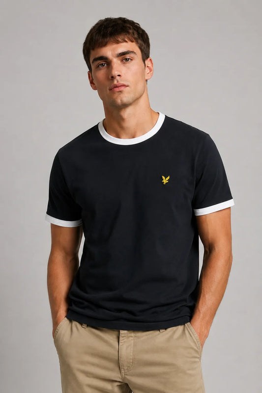 Lyle and Scott Camiseta Hombre Ringer Azul / Blanco Who killed Bambi?