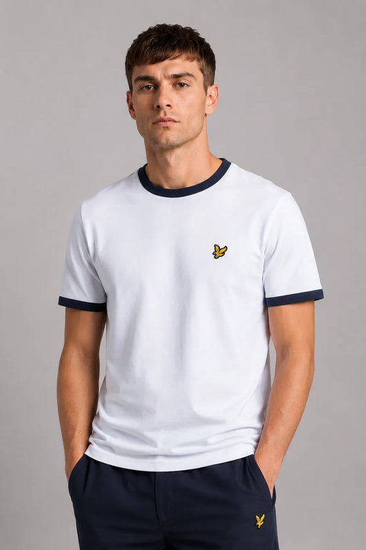 Lyle and Scott Camiseta Hombre Ringer Blanco / Azul Who killed Bambi?