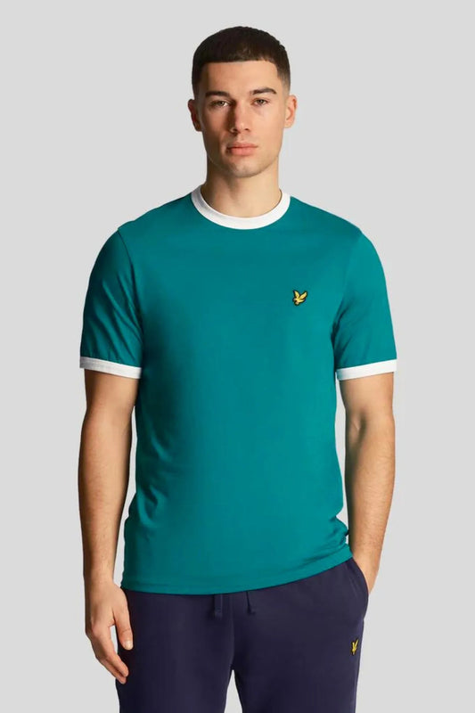 Lyle and Scott Camiseta Hombre Ringer Court Green Who killed Bambi?