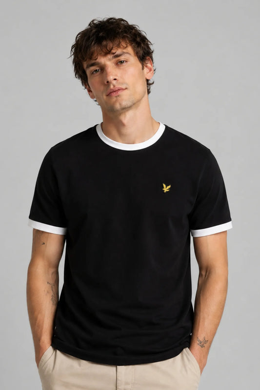 Lyle and Scott Camiseta Hombre Ringer Negra / Blanco Who killed Bambi?