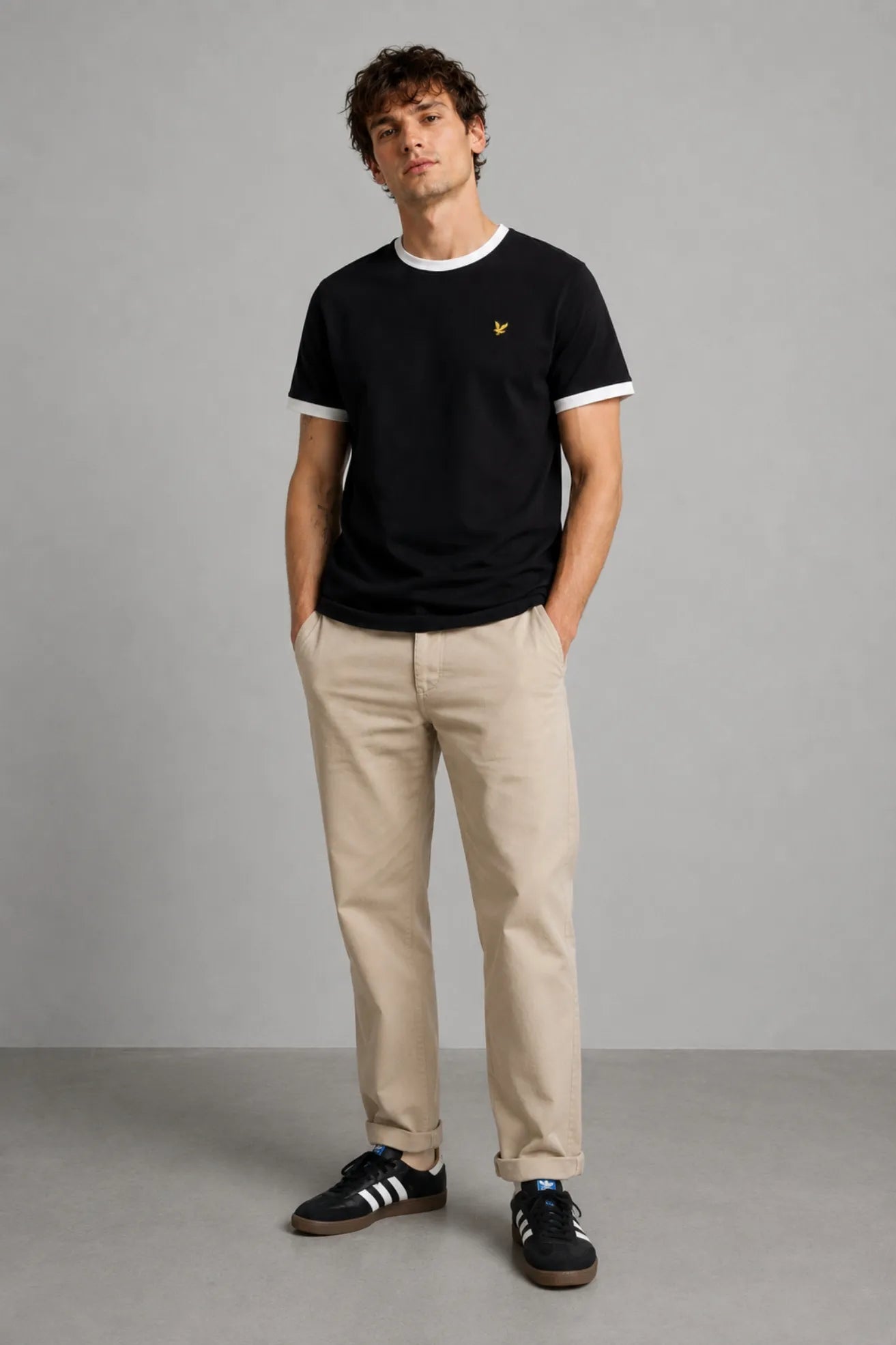 Lyle and Scott Camiseta Hombre Ringer Negra / Blanco Who killed Bambi?