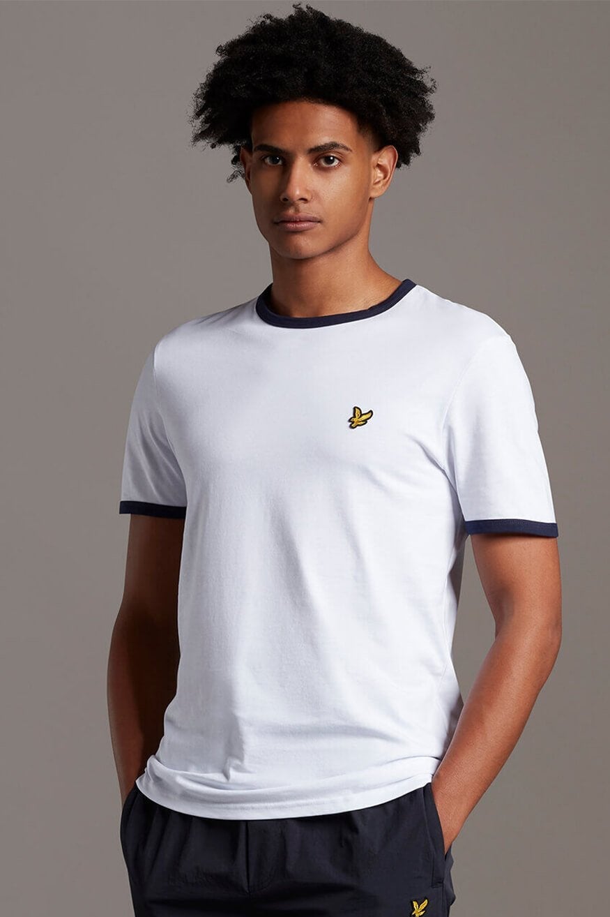 Lyle and Scott Camiseta Ringer Blanca y Azul Hombre Who killed Bambi?