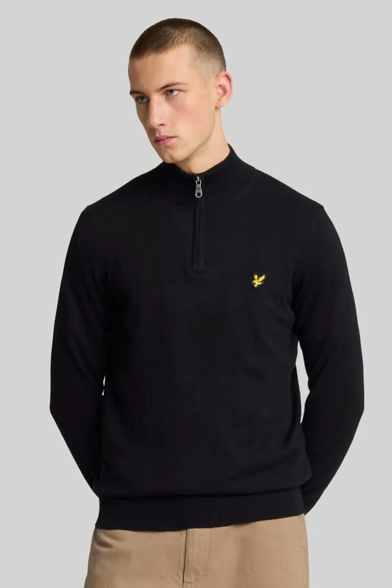 Lyle and Scott Jersey Hombre Cotton Merino Quarter Zip Negro Who killed Bambi?