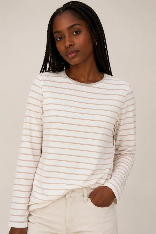 Mus & Bombon Camiseta Mujer Larga Basieco Rayas C Beige / Naranja Who killed Bambi?